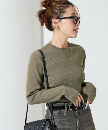 吸溼發熱羅紋圓領針織套頭衫