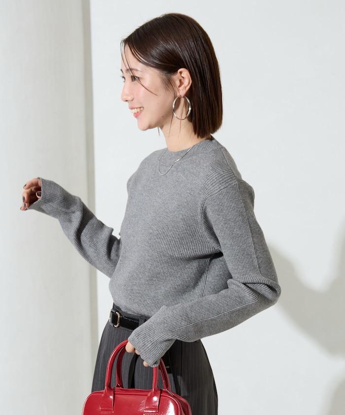 吸溼發熱羅紋圓領針織套頭衫