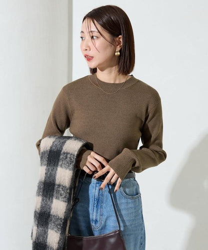 吸溼發熱羅紋圓領針織套頭衫