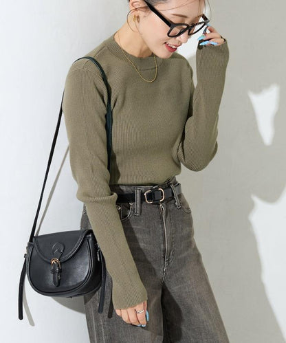 吸溼發熱羅紋圓領針織套頭衫