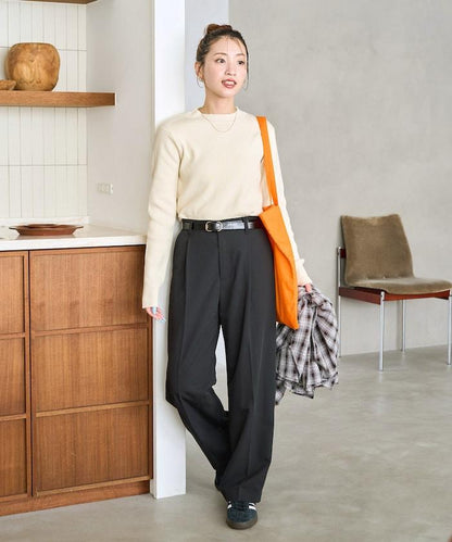 吸溼發熱羅紋圓領針織套頭衫