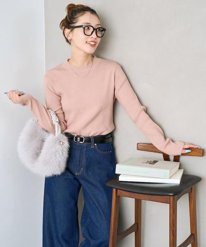 吸溼發熱羅紋圓領針織套頭衫