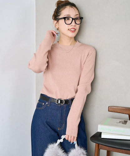 吸溼發熱羅紋圓領針織套頭衫