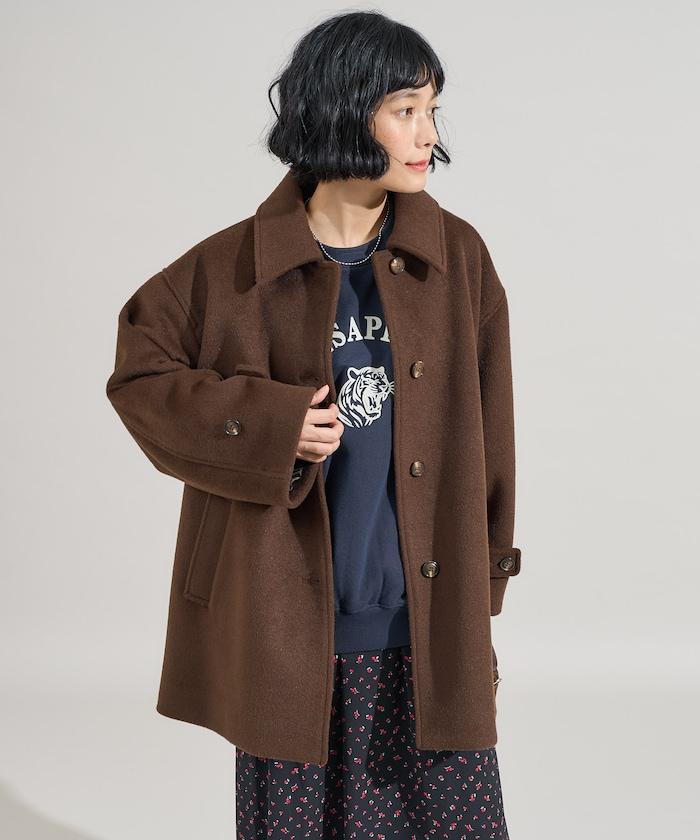 海狸毛中長款大衣/夾克大衣