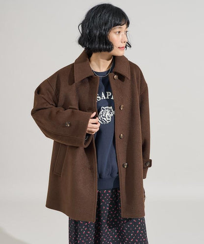 海狸毛中長款大衣/夾克大衣