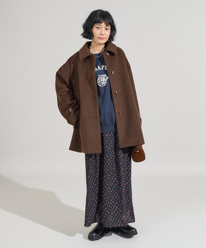 海狸毛中長款大衣/夾克大衣