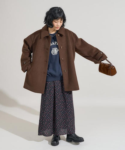 海狸毛中長款大衣/夾克大衣