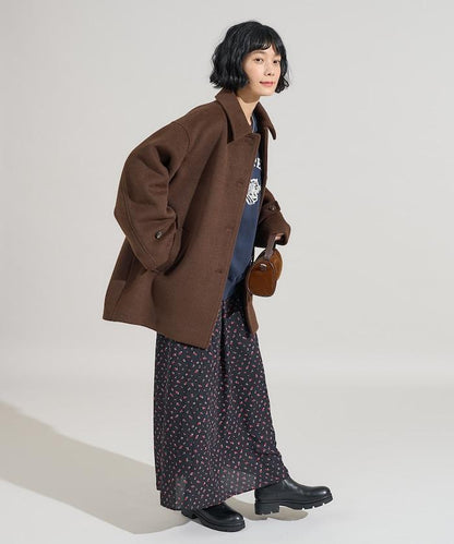 海狸毛中長款大衣/夾克大衣