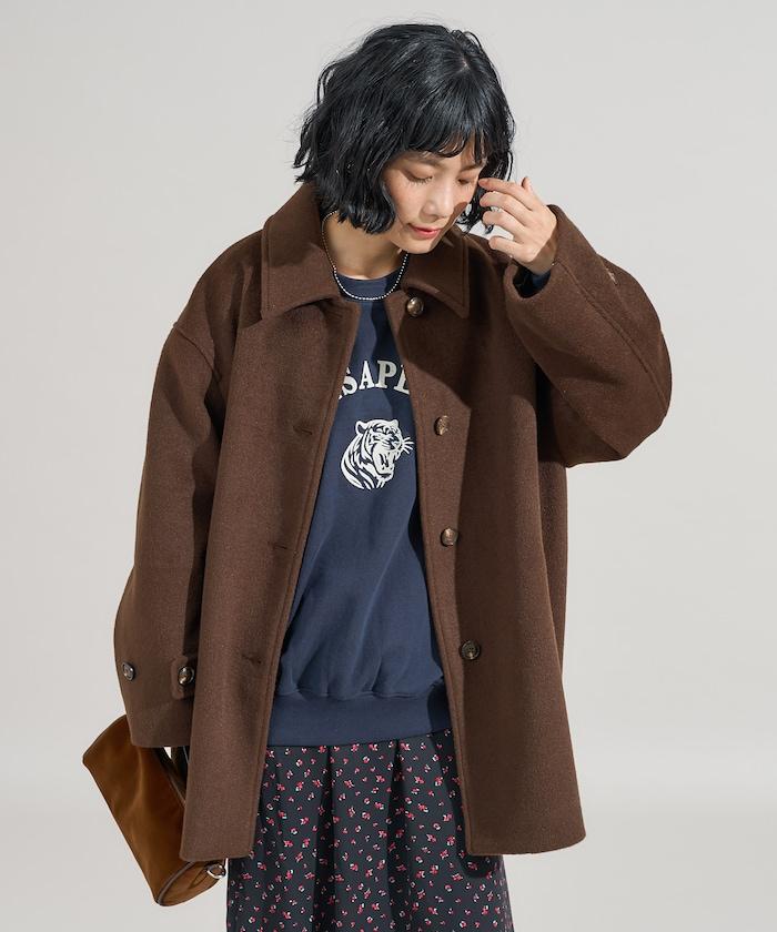 海狸毛中長款大衣/夾克大衣