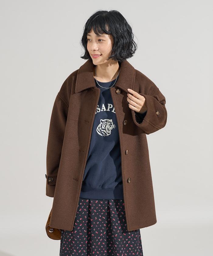 海狸毛中長款大衣/夾克大衣