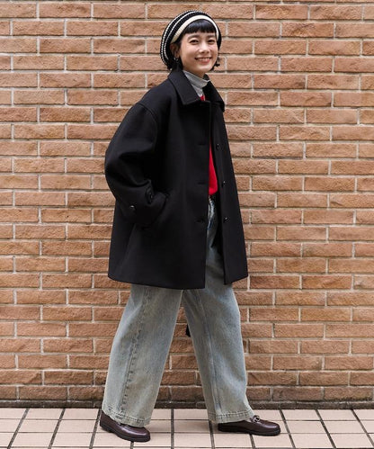 海狸毛中長款大衣/夾克大衣