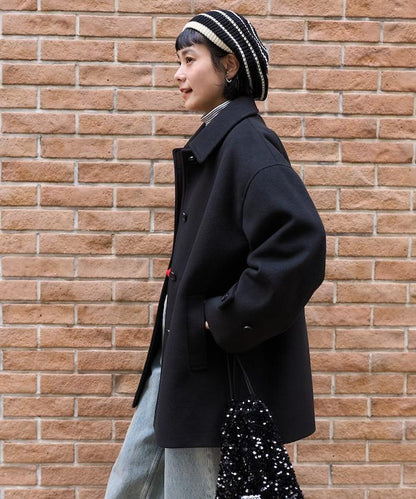 海狸毛中長款大衣/夾克大衣