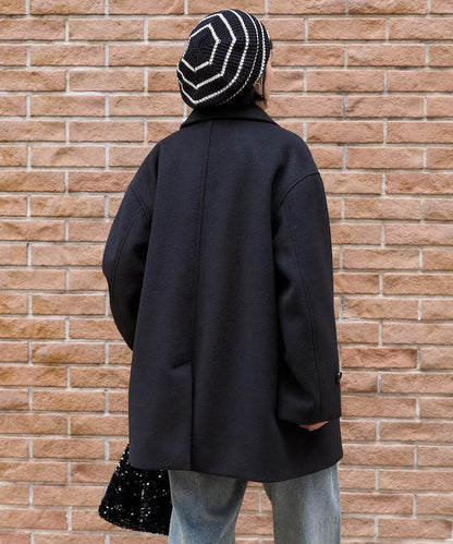 海狸毛中長款大衣/夾克大衣