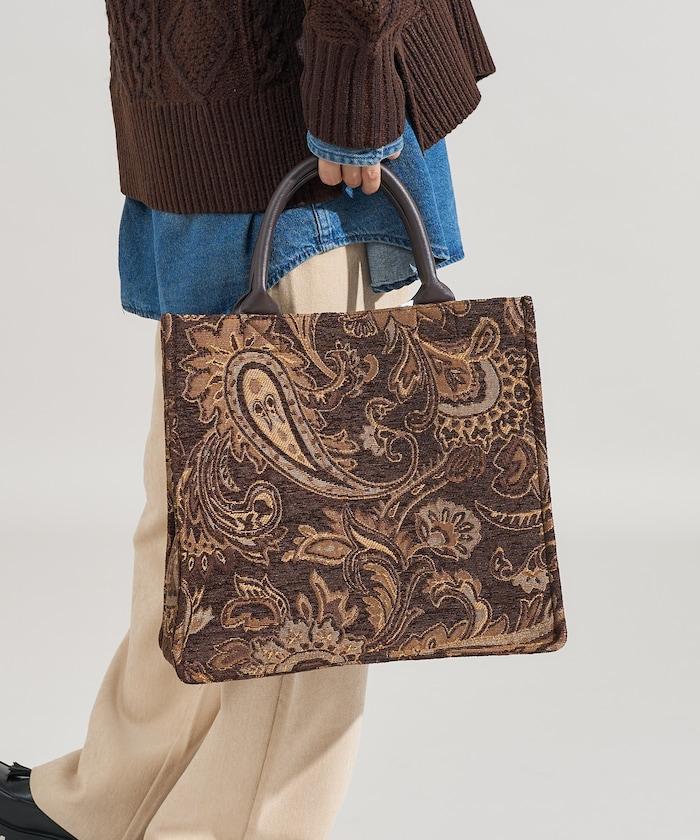 2WAY佩斯利提花托特包