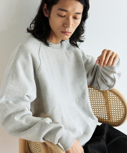 COMFORT HEATHER 復古風格內刷毛插肩圓領衛衣