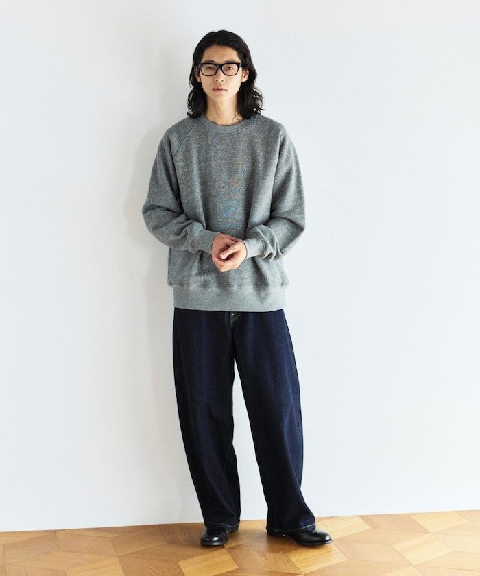 COMFORT HEATHER 復古風格內刷毛插肩圓領衛衣