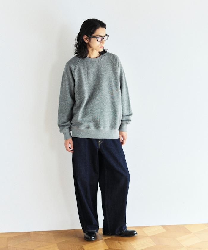 COMFORT HEATHER 復古風格內刷毛插肩圓領衛衣