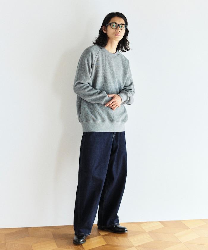 COMFORT HEATHER 復古風格內刷毛插肩圓領衛衣