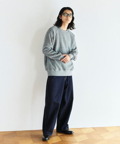 COMFORT HEATHER 復古風格內刷毛插肩圓領衛衣