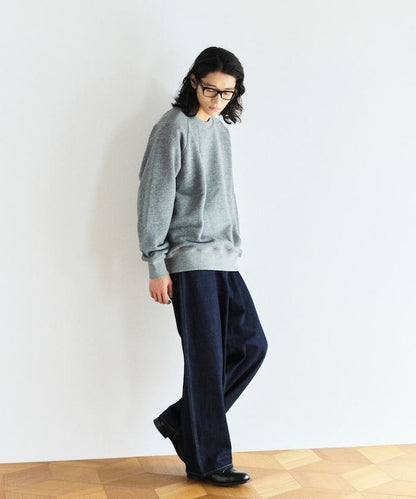 COMFORT HEATHER 復古風格內刷毛插肩圓領衛衣