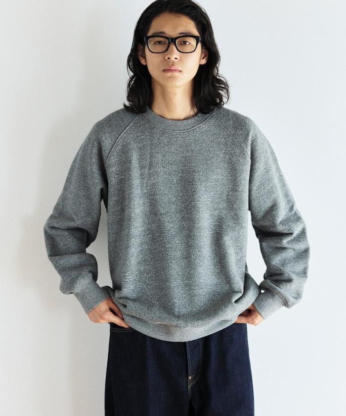 COMFORT HEATHER 復古風格內刷毛插肩圓領衛衣