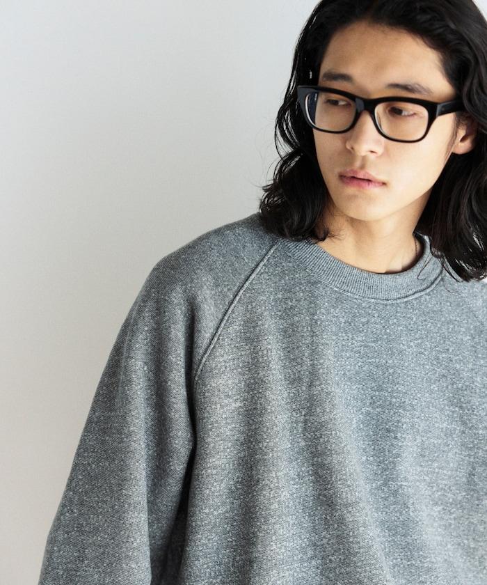 COMFORT HEATHER 復古風格內刷毛插肩圓領衛衣