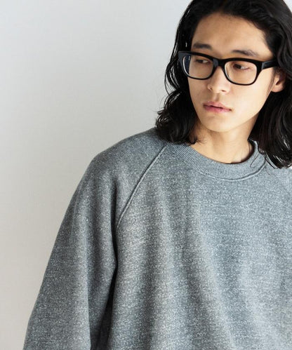 COMFORT HEATHER 復古風格內刷毛插肩圓領衛衣