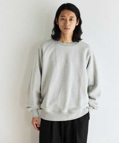 COMFORT HEATHER 復古風格內刷毛插肩圓領衛衣