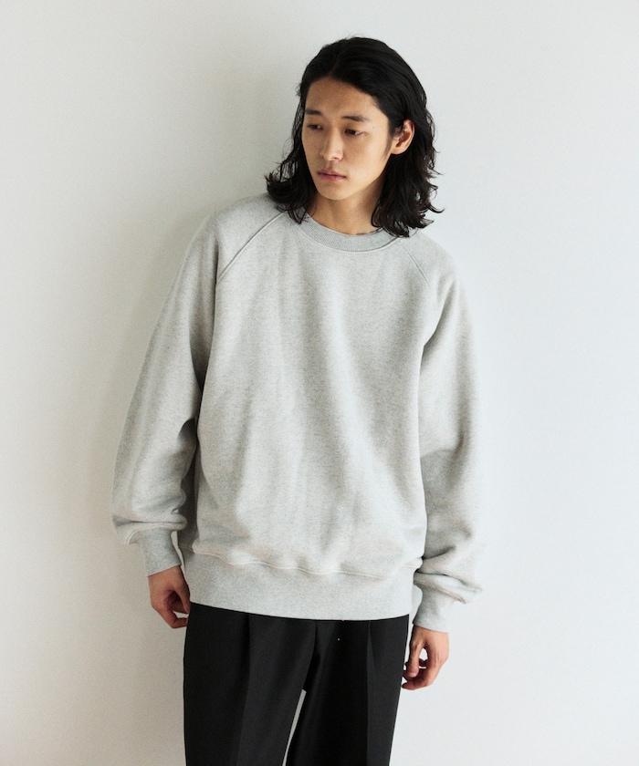 COMFORT HEATHER 復古風格內刷毛插肩圓領衛衣