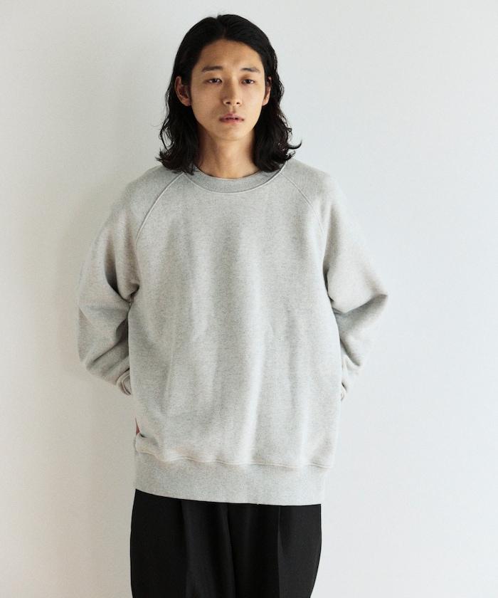 COMFORT HEATHER 復古風格內刷毛插肩圓領衛衣