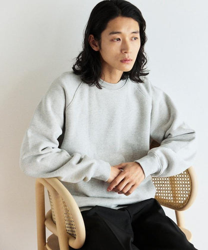 COMFORT HEATHER 復古風格內刷毛插肩圓領衛衣