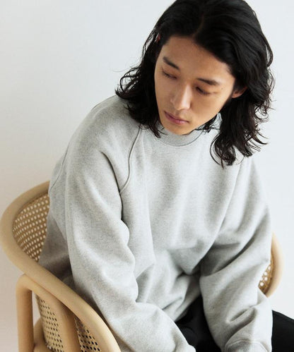 COMFORT HEATHER 復古風格內刷毛插肩圓領衛衣