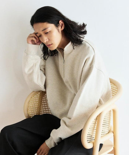 COMFORT HEATHER 復古風格加絨半拉鍊衛衣