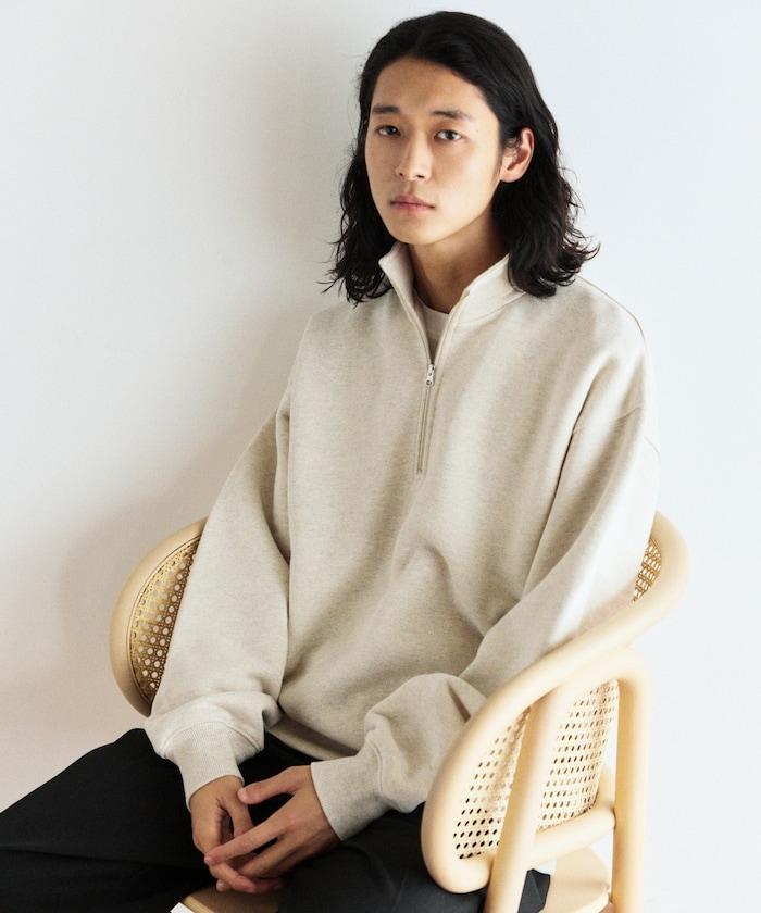 COMFORT HEATHER 復古風格加絨半拉鍊衛衣