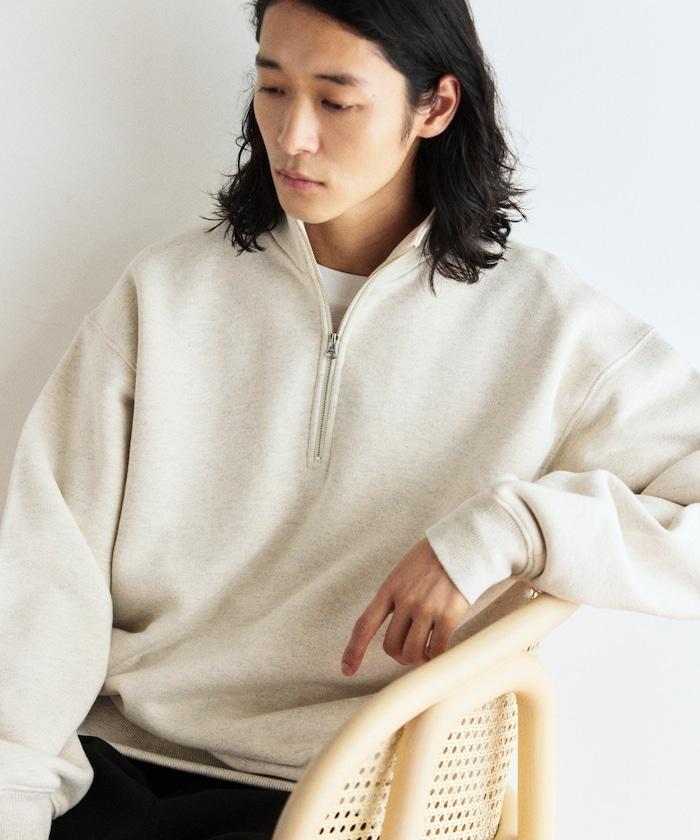 COMFORT HEATHER 復古風格加絨半拉鍊衛衣