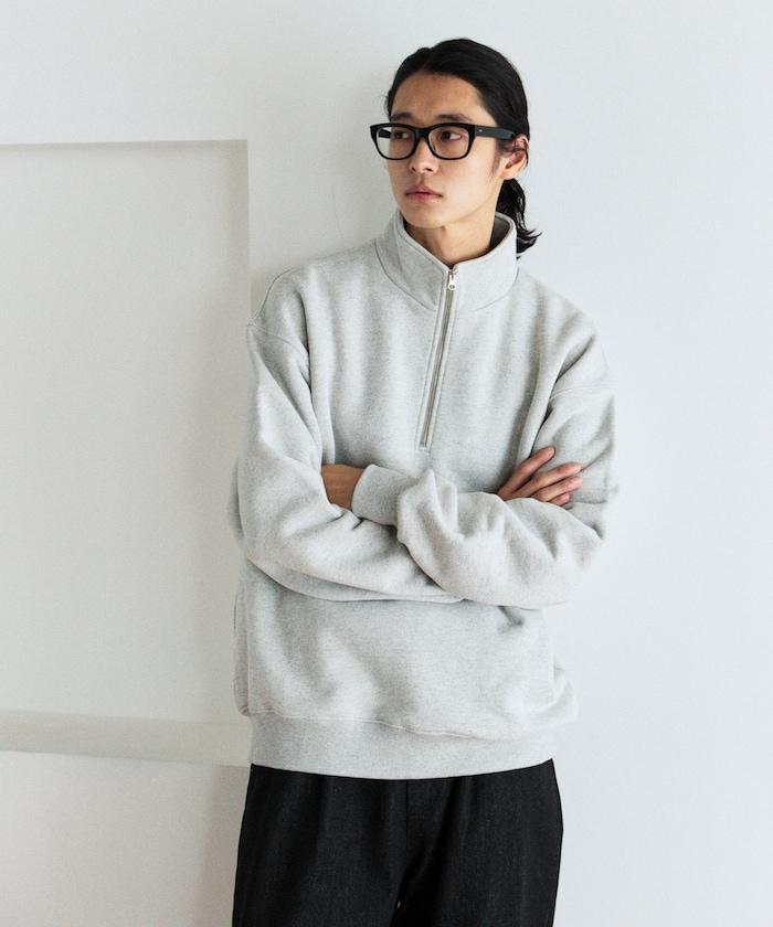 COMFORT HEATHER 復古風格加絨半拉鍊衛衣