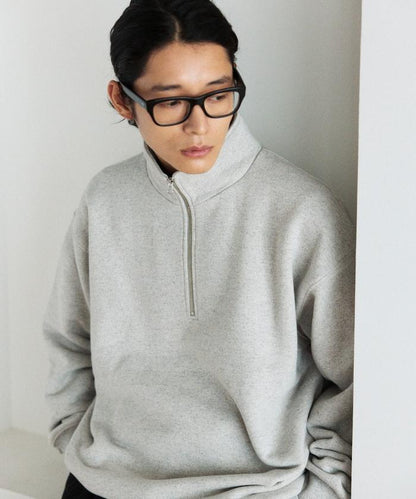 COMFORT HEATHER 復古風格加絨半拉鍊衛衣