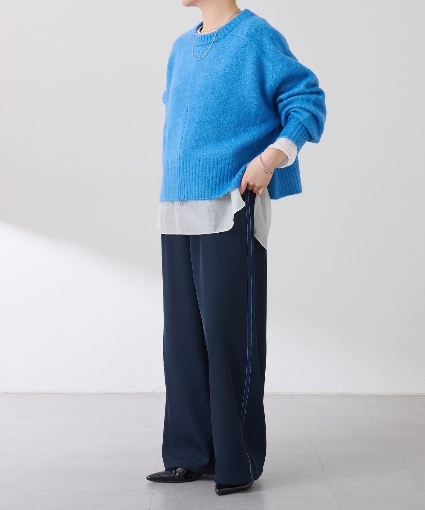 【美腿效果◎】側邊天鵝絨抽繩收口褲