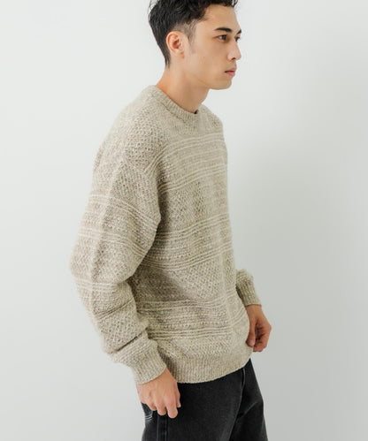 「聯名」crepuscule×URBAN RESEARCH 多色條紋混合圓領針織衫
