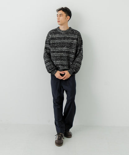 「聯名」crepuscule×URBAN RESEARCH 多色條紋混合圓領針織衫