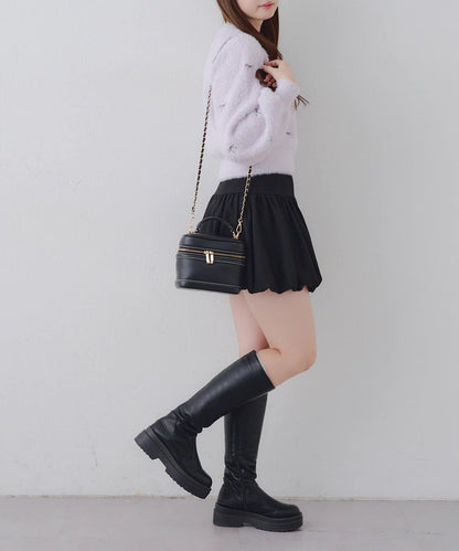 蝴蝶結刺繡羽毛針織衫