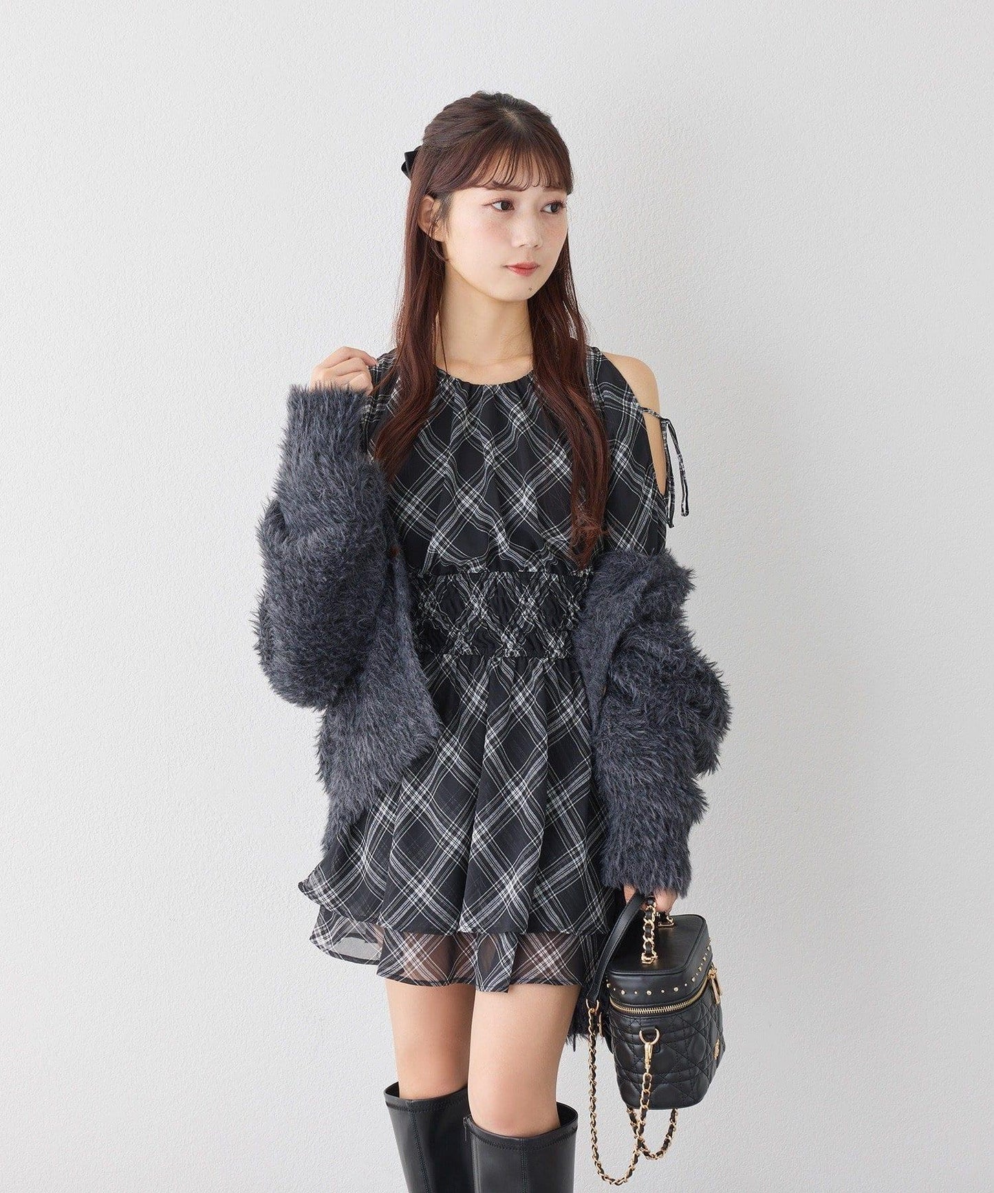 【套裝優惠商品】露肩褶皺長款上衣