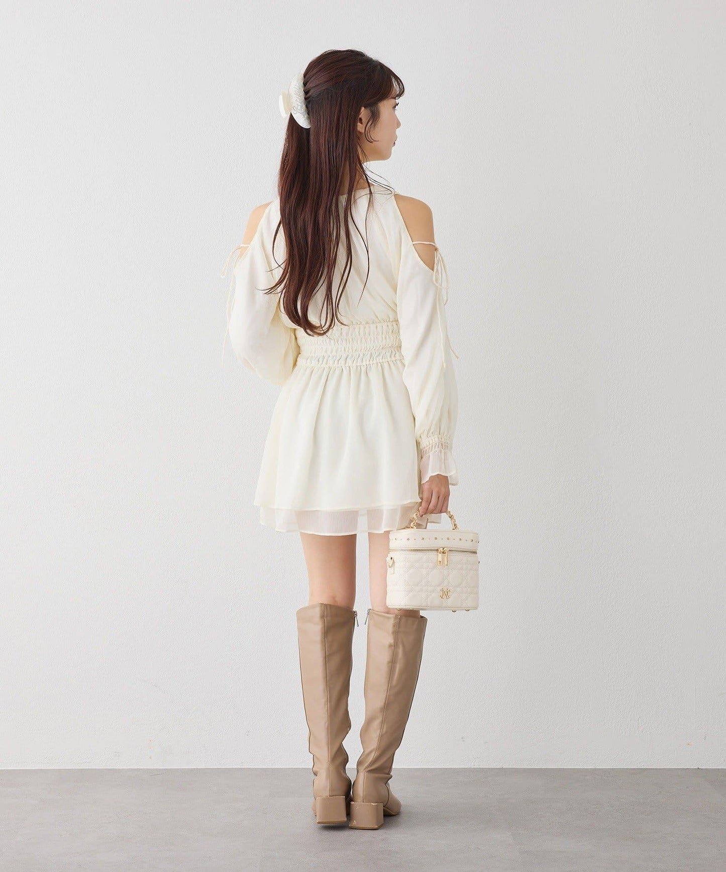 【套裝優惠商品】露肩褶皺長款上衣