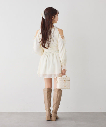 【套裝優惠商品】露肩褶皺長款上衣