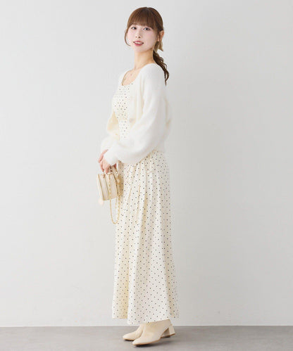 【套裝促銷商品】交叉針織&側邊繫帶吊帶連衣裙套裝