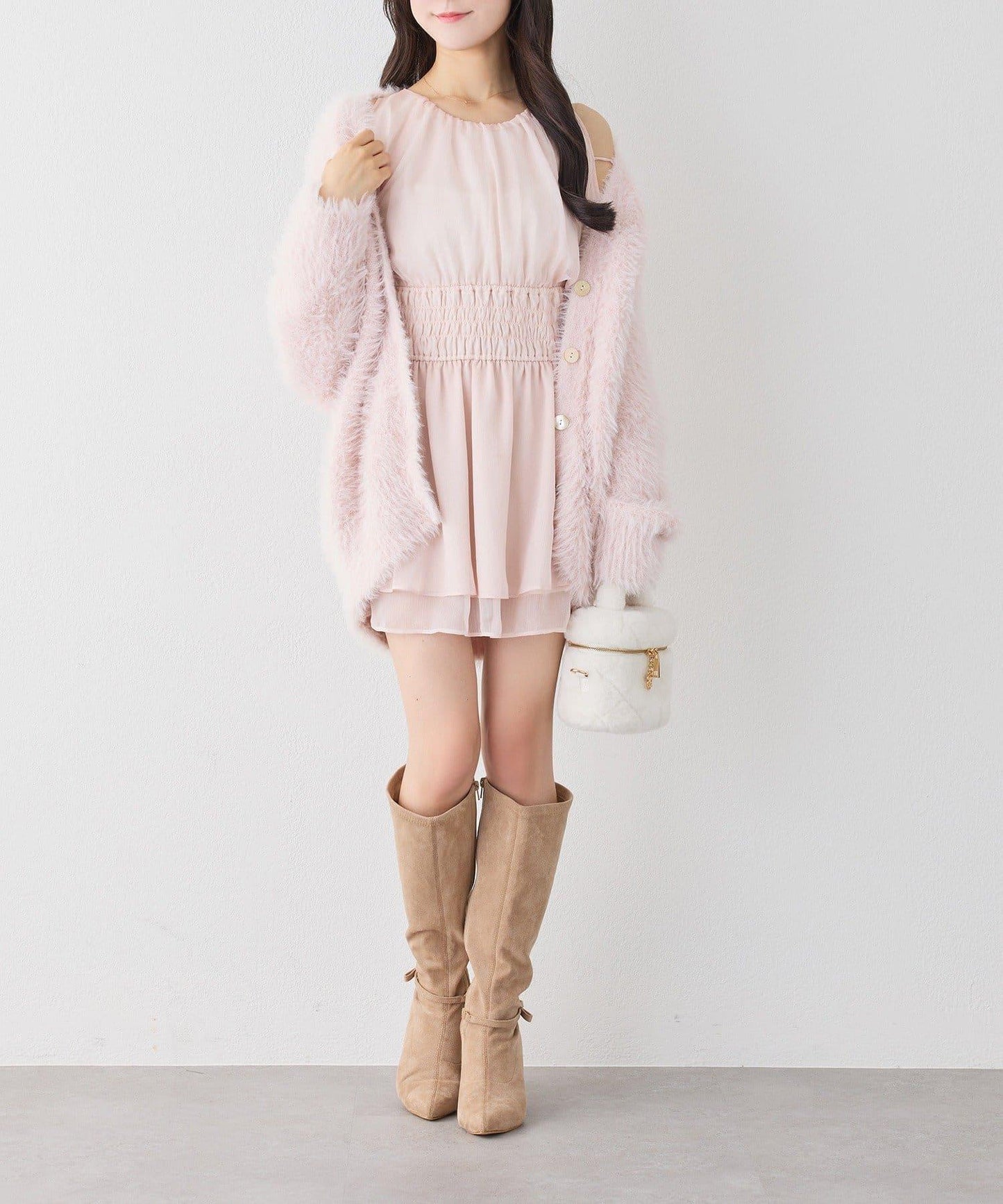 【套裝優惠商品】露肩褶皺長款上衣