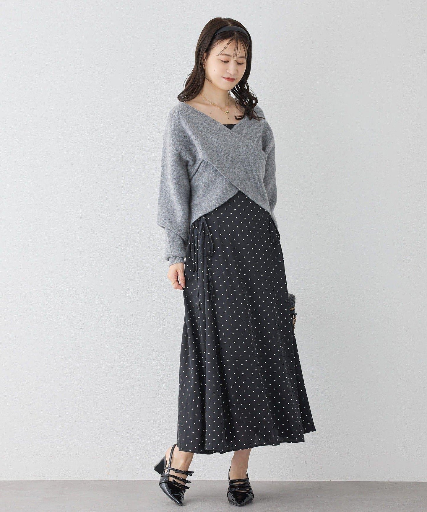 【套裝促銷商品】交叉針織&側邊繫帶吊帶連衣裙套裝