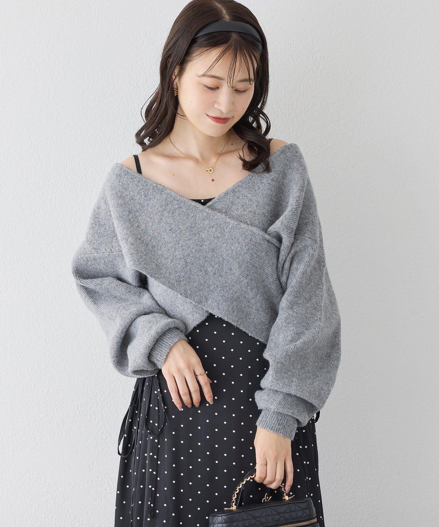 【套裝促銷商品】交叉針織&側邊繫帶吊帶連衣裙套裝