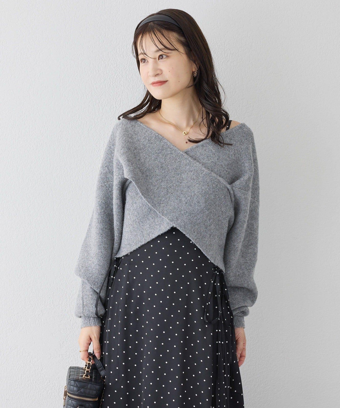 【套裝促銷商品】交叉針織&側邊繫帶吊帶連衣裙套裝