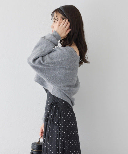 【套裝促銷商品】交叉針織&側邊繫帶吊帶連衣裙套裝